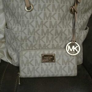 Michael Kors Silver Monogram Shoulder Bag